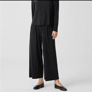 Eileen Fisher Pants Women’s Cropped Textured Cupro Pull On Pants Sz Medium Black